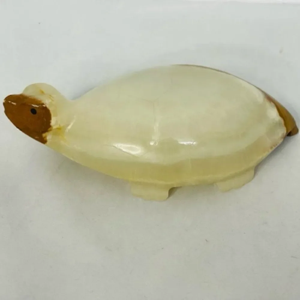 Onyx Tellez Hand Carved Stone Marble Turtle Tortoise Paperweight figurine VTG 6”